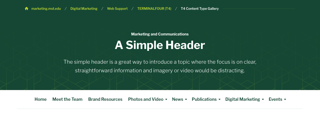 a screenshot of the simple header